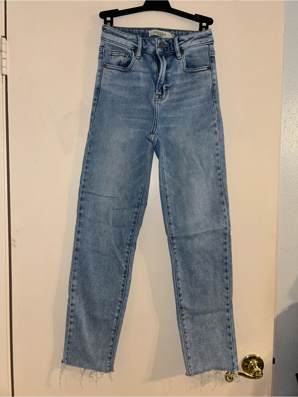 High-Rise Straight Leg Jeans - Light Blue